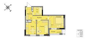 2-к квартира, вторичка, 45м2, 9/17 этаж