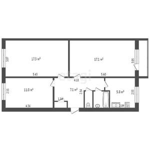 3-к квартира, вторичка, 63м2, 2/5 этаж