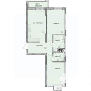 2-к квартира, строящийся дом, 63м2, 6/14 этаж