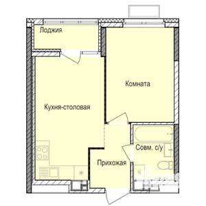 1-к квартира, строящийся дом, 35м2, 14/17 этаж