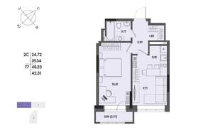 2-к квартира, вторичка, 40м2, 7/17 этаж