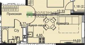 2-к квартира, вторичка, 39м2, 11/17 этаж