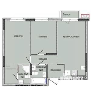 2-к квартира, строящийся дом, 59м2, 3/16 этаж