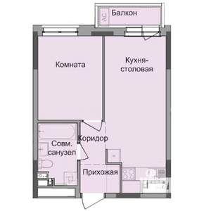 1-к квартира, строящийся дом, 38м2, 5/17 этаж