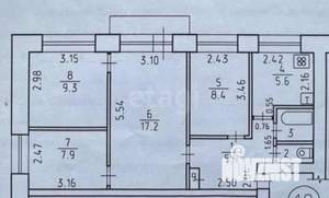 4-к квартира, вторичка, 58м2, 5/5 этаж