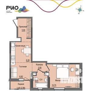 1-к квартира, вторичка, 44м2, 16/17 этаж