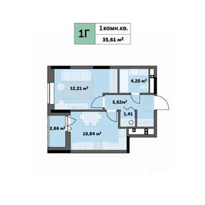 1-к квартира, строящийся дом, 36м2, 10/26 этаж