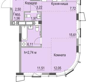 Студия квартира, вторичка, 65м2, 6/23 этаж