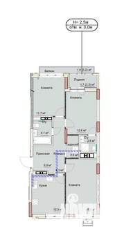 3-к квартира, сданный дом, 76м2, 6/17 этаж