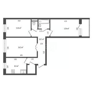 3-к квартира, вторичка, 66м2, 1/10 этаж