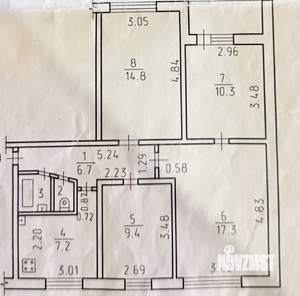 4-к квартира, вторичка, 69м2, 5/9 этаж