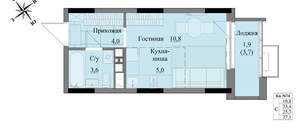 Студия квартира, вторичка, 25м2, 6/17 этаж