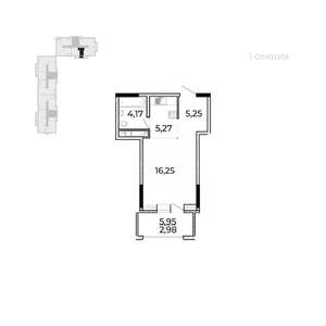 Студия квартира, строящийся дом, 37м2, 13/17 этаж