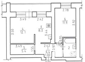 2-к квартира, вторичка, 48м2, 2/9 этаж