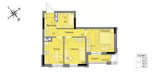 2-к квартира, вторичка, 45м2, 5/17 этаж