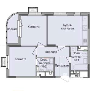 2-к квартира, строящийся дом, 54м2, 2/17 этаж