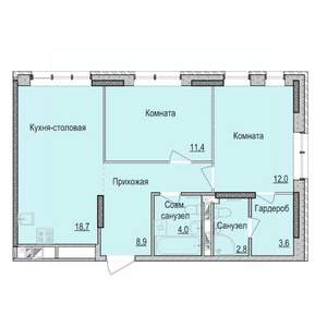 2-к квартира, строящийся дом, 61м2, 1/17 этаж