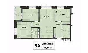 3-к квартира, строящийся дом, 76м2, 6/17 этаж