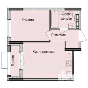 1-к квартира, строящийся дом, 34м2, 13/17 этаж