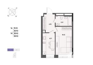 1-к квартира, вторичка, 36м2, 2/17 этаж