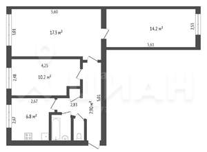 3-к квартира, вторичка, 62м2, 5/5 этаж