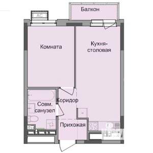 1-к квартира, строящийся дом, 37м2, 17/17 этаж
