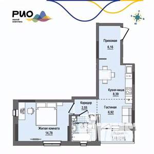 1-к квартира, вторичка, 44м2, 3/17 этаж