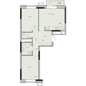 2-к квартира, строящийся дом, 56м2, 12/17 этаж