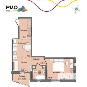 1-к квартира, вторичка, 45м2, 3/17 этаж