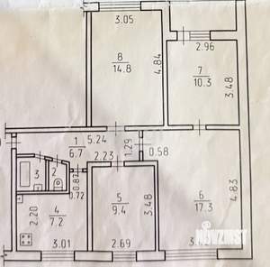 4-к квартира, вторичка, 69м2, 5/9 этаж