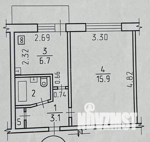1-к квартира, вторичка, 29м2, 7/9 этаж