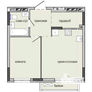 1-к квартира, строящийся дом, 41м2, 14/16 этаж