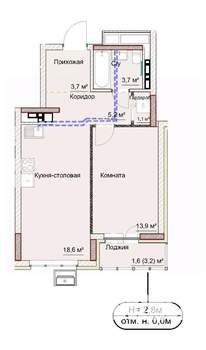 1-к квартира, сданный дом, 48м2, 17/17 этаж