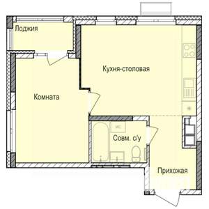 1-к квартира, строящийся дом, 40м2, 7/17 этаж