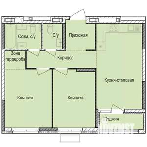 2-к квартира, строящийся дом, 58м2, 4/17 этаж