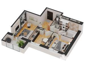 2-к квартира, вторичка, 65м2, 3/17 этаж