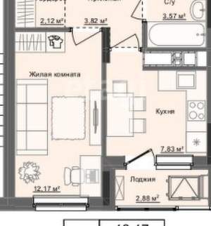 1-к квартира, вторичка, 32м2, 11/17 этаж