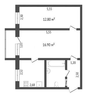 2-к квартира, вторичка, 44м2, 3/5 этаж
