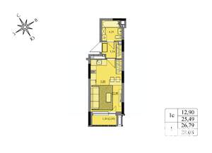 Студия квартира, вторичка, 27м2, 1/17 этаж