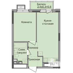 1-к квартира, строящийся дом, 38м2, 10/17 этаж