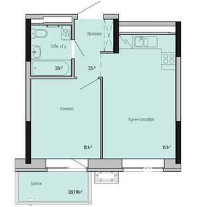 1-к квартира, строящийся дом, 35м2, 11/17 этаж
