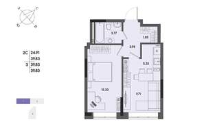 2-к квартира, вторичка, 40м2, 2/17 этаж
