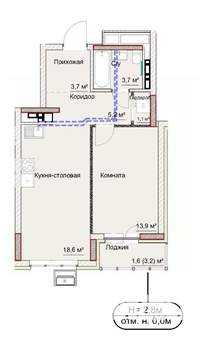 1-к квартира, сданный дом, 48м2, 9/17 этаж