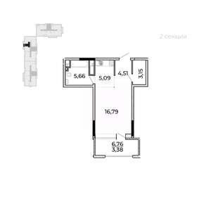 Студия квартира, строящийся дом, 42м2, 5/17 этаж