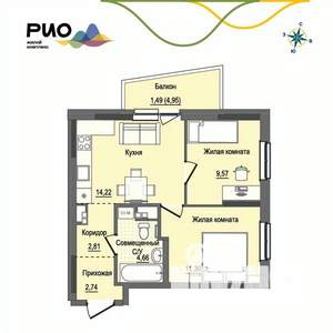 2-к квартира, вторичка, 46м2, 11/17 этаж