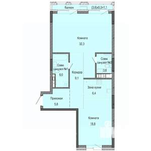 2-к квартира, строящийся дом, 83м2, 2/8 этаж