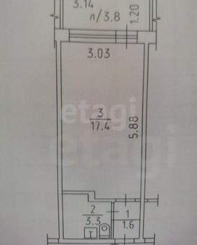 Студия квартира, вторичка, 24м2, 16/18 этаж