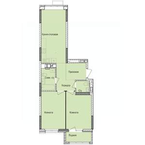 2-к квартира, строящийся дом, 66м2, 5/17 этаж