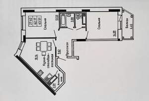 2-к квартира, вторичка, 65м2, 16/16 этаж