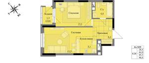 2-к квартира, вторичка, 45м2, 7/17 этаж